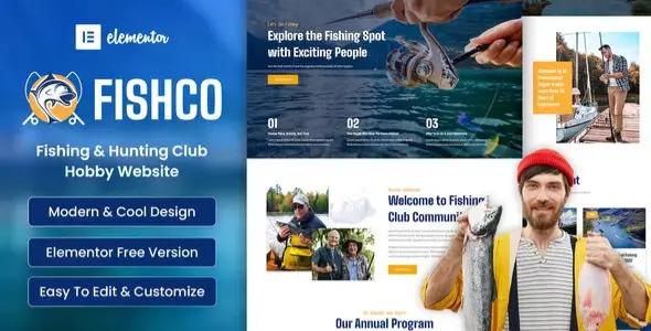 Free Fishco – Fishing & Hunting Club Elementor Template Kit Plugin ...